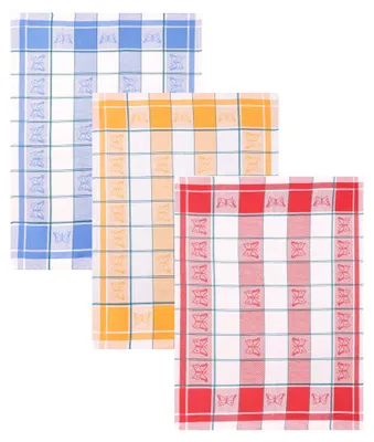 Produktbild von Betz 3 Stück Halbleinen Geschirrtücher 50x70 cm Motiv: SCHMETTERLING