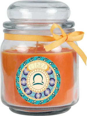 Produktbild von Sternzeichen Duftkerze  im Bonbonglas ( Waage ) - viele Motive zur Auswahl, 300g - Brenndauer bis zu 70 Std - Libra