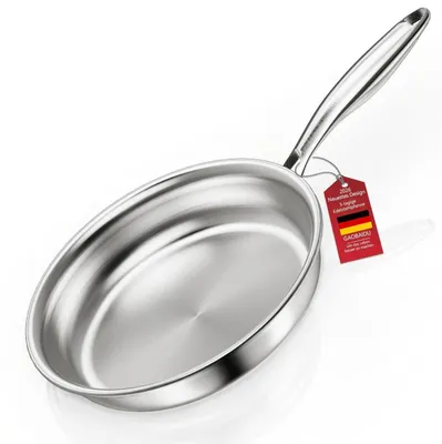 Obrázok produktu pre Nerezová panvica bez povrchovej úpravy, vhodná na indukciu, priemer 28 cm, 3-vrstvová, vhodná do rúry do 400 °C