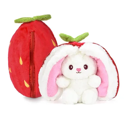 Produktbild von Pababo 40 cm Plüsch-Erdbeerhase, Plüschkaninchen, Plüschtie, Osterhase, Erdbeertasche mit Plüschohren, Plüsch-Erdbeerhase, Erdbeere, Ostergeschenk
