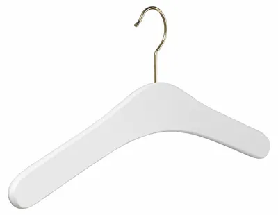 Produktbild von Kleiderbügel GENT aus Massivholz, weiß, robust, traditionelles Design, silber glänzender Haken