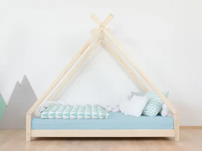 Obrázok produktu pre Benlemi Detská domčeková posteľ TAHUKA v tvare típí 80x180 cm Šedá