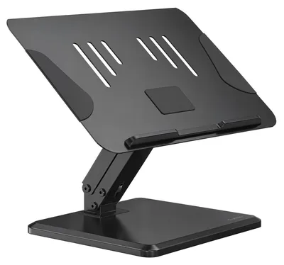 Produktbild von di volio Laptopständer DV-193OLS – höhenverstellbare Laptop Erhöhung mit Neigungsverstellung, ergonomischer Notebookständer aus Stahl und MDF (Schwarz)