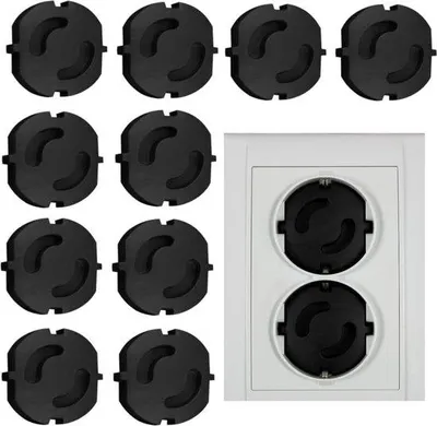 Image de Cache-prises de sécurité pour enfants, lot de 10, noir, norme UE