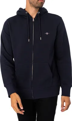 Produktbild von GANT Regular Shield Kapuzenjacke mit Reißverschluss, Blau M