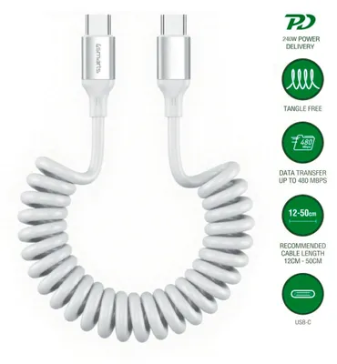 Produktbild von 4smarts Spiralkabel USB-C zu USB-C    240 W weiß