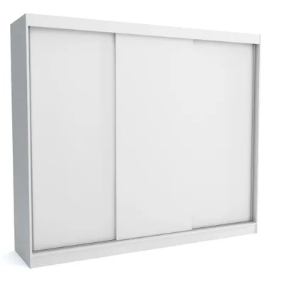 Produktbild von Brent - Kleiderschrank Emily 250x215x60 cm, Weiß, Schiebetüren, Schlafzimmerschrank mit 1 Kleiderstange und Einlegeböden für Kleidung,