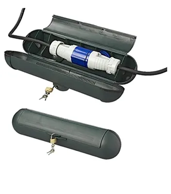 Produktbild von 2 Stück Sicherheitsbox für CEE oder Schuko Stecker Outdoor Safebox Schutzbox für Kabel Kabelverbinder – Grün / CEE Stecker