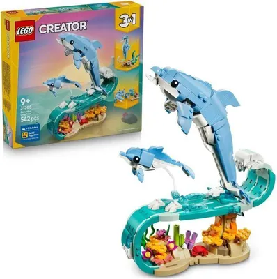 Immagine prodotto di LEGO Creator 3-in-1 Animali marini: i bellissimi delfini, gioco di costruzione per bambini dai 9 anni in su, set 31385