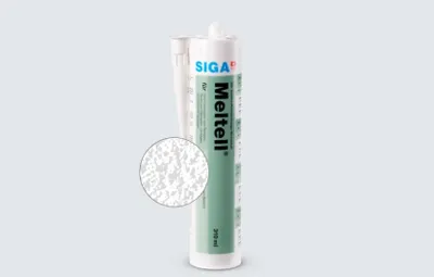A tube of sealant with a magnified view of its texture.