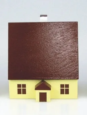Produktbild von Tischdekoration Holzhaus bunt Höhe 7cm NEU