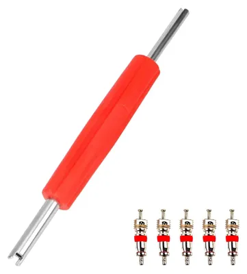 Produktbild von Ventilwerkzeug mit doppeltem Kopf und 5 Ventileinsätzen, für die Reparatur von Autoreifen