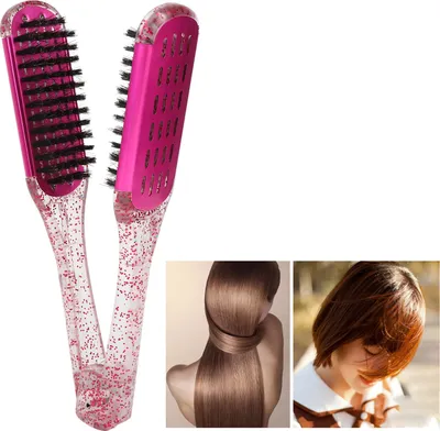 Produktbild von Haarglättungsschiene Kamm Weiches Haar Doppelseitiger Haarglätter Klemme Bürste Styling Tool Rosenrot
