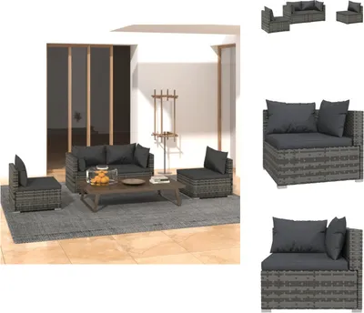Produktbild von vidaXL 4-tlg. Garten-Lounge-Set mit Kissen Poly Rattan Grau -  Gartenmöbel-Sets