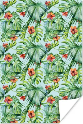 Produktbild von MuchoWow® Poster Blumen - Muster - Monstera 80x120 cm - Papierdruck