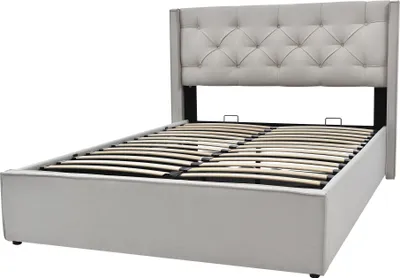 Produktbild von Flieks Polsterbett 140x200cm mit Lattenrost, Hydraulisches Boxspringbett mitStauraum, Doppelbett mit Bettgestell Stauraumbett Funktionsbett, Hellgrau
