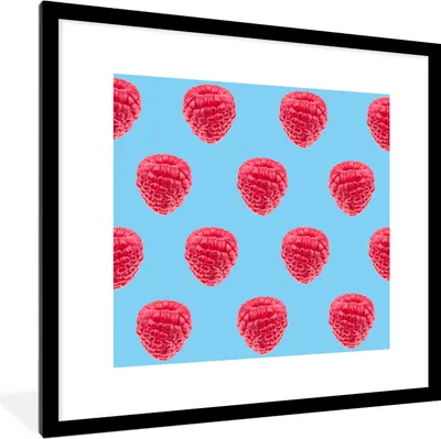 Produktbild von MuchoWow® MuchoWow® Gerahmtes Poster Himbeere - Rosa - Muster 40x40 cm - Poster mit zchwarzem Bilderrahmen - Poster - Plakat im Rahmen