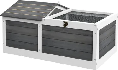 Obrázok produktu pre PawHut Domček klietka pre malé zvieratá korytnačka s 2 priestormi 86 x 54 x 43 cm - jedľové drevo