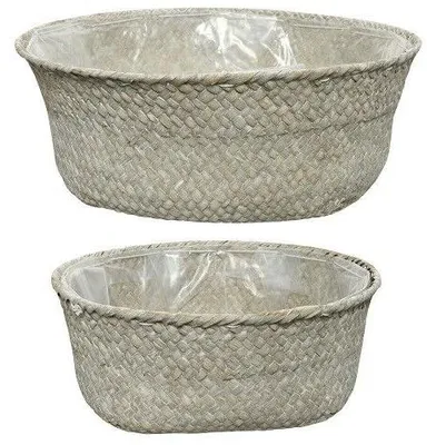 Produktbild von Korb Tablett Dekokorb Dekotablett Seegras Ø 30 cm Höhe 10 cm 2er Set