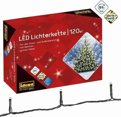 Produktbild von 12x Lichterkette 120 LED warmweiß 20m, 8 Timerfunktion, innen & außen