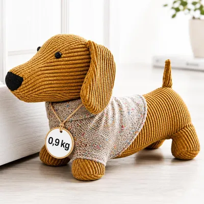 Produktbild von Türstopper Dackel 920 g schwerer Türhalter Hund Türpuffer Stofftier Kinderzimmer Wohnzimmer Deko Beige