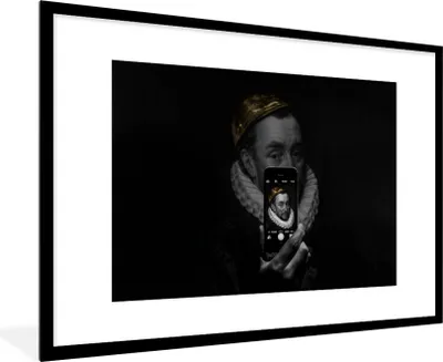 Produktbild von MuchoWow® Gerahmtes Poster Wilhelm von Oranien - Adriaen Thomasz - Selfie 90x60 cm - Poster mit Schwarzem Bilderrahmen Wandposter Rahmen Foto Bilder - Wanddekoration - Fotos