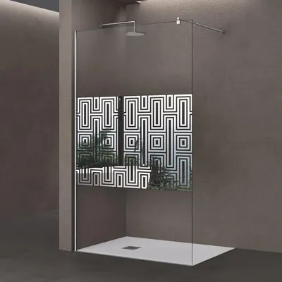 Image de doporro Paroi de douche à l'italienne 120cm Bremen02DM pare douche avec stabilisateur rond verre de sécurité 10mm revêtement NANO 120x200cm