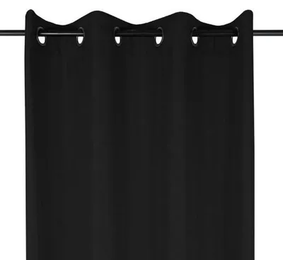 Produktbild von Vorhang mit Ösen Leinenstruktur schwarz 140x280cm