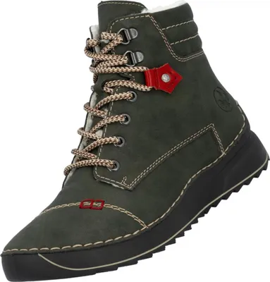 A single green boot is shown against a white background.