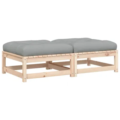 Produktbild von Gartenhocker mit Kissen 2 Stk. Massivholz Kiefer