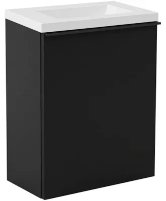 Immagine prodotto di CERANO - Mobile lavabo per bagno Zola - nero opaco + lavabo in marmo lit. - bianco lucido - 40x55x23,5 cm