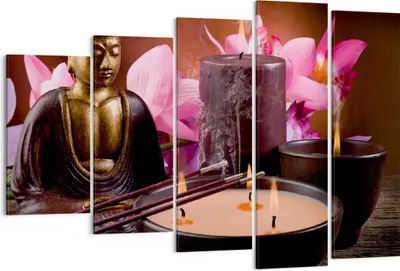 Produktbild von Bild auf Leinwand - Leinwandbild - Buddha Kerzen Religion - 150x100cm - Wand Bild - Wanddeko - Leinwanddruck - Bilder - Kunstdruck - Wanddekoration - Leinwand bilder - Wandkunst - EG150x100-2631