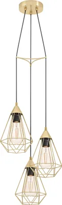 Produktbild von EGLO Pendelleuchte Tarbes, Hängelampe, Hängeleuchte aus Metall in Messing-Gebürstet, Esstischlampe, Wohnzimmerlampe hängend mit E27 Fassung, Ø 31 cm
