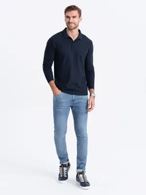 Obrázek produktu pro Ombre Clothing Pánské tričko s límečkem Hodred navy S