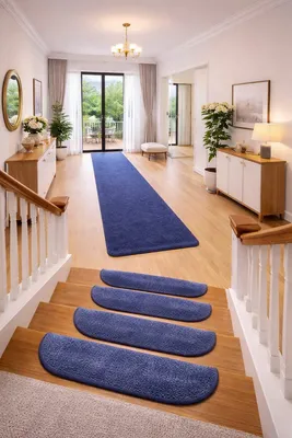 Image de Marches d'escalier demi-cercle bleu Eton, autocollantes