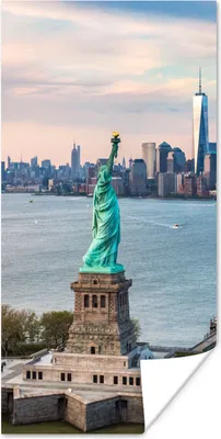 Produktbild von MuchoWow® Poster Freiheitsstatue mit der Skyline von New York 60x120 cm - Wandschmuck