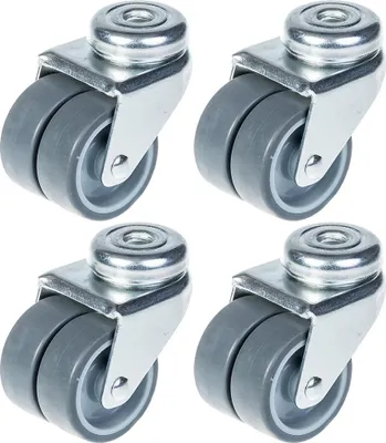 Produktbild von 50mm 2" Zwillingsrollen grau Gummi drehbar 280kg Kapazität, Satz von 4