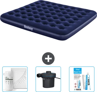 Immagine prodotto di Materasso gonfiabile Bestway - 2 persone - 183 x 203 x 22 cm - Blu - Accessori inclusi