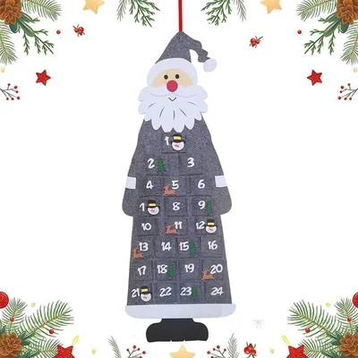 Produktbild von Filz Adventskalender Santa Grau Weihnachts-Countdown-Kalender zum Aufhängen