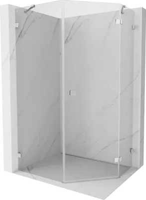Produktbild von Mexen Lunar fünfeckige Duschkabine, rechts schwenkbar 80 x 100 cm, transparent, Chrom - 831-080P-100L-01-00-P