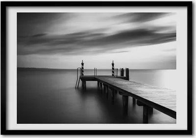 Produktbild von Bild - Bilder - Bilderrahmen - 70 cm x 50 cm - MDF-Rahmen, Wandkunst Pier auf dem See