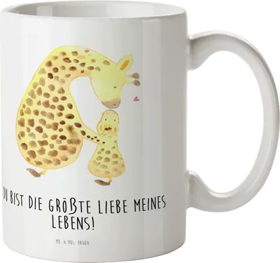 Produktbild von Mr. & Mrs. Panda Pott Giraffe Kind - Weiß - Geschenk, Sohn, Afrika, Lieblingsmensch, Mutter, Haferl, Trinklernbecher, Tochter, Kindertasse, Plastikbecher, Mama