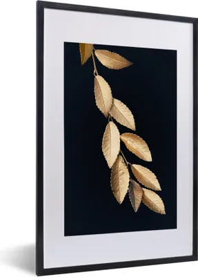 Produktbild von MuchoWow® MuchoWow® Gerahmtes Poster Baum - Blatt - Gold 40x60 cm - Poster mit zchwarzem Bilderrahmen - Poster in Rahmen
