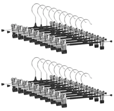 Hosenbügel 20 Stück, Metall, 30 cm, platzsparend, schwarz