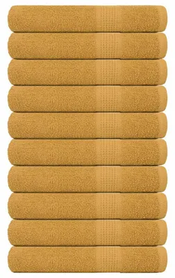Image de vidaXL Serviettes de sauna FROGN, lot de 10, dorées, 80 x 200 cm, 360 g/m²