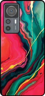 Produktbild von Smartphonica Telefon Fall geeignet für Xiaomi 12T / 12T Pro mit roten grünen Marmor Print - TPU Backcover Fall rot grün Marmor Design