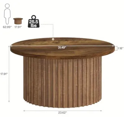 Immagine prodotto di Tavolino rotondo - Tavolino da caffè - Tavolino da salotto - Tavolino - Diametro 80 cm