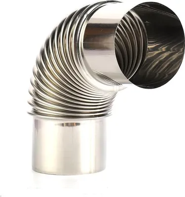 Imagen del producto de Codo para chimenea de 90 grados, acero inoxidable, 60 mm de diámetro, para estufas de leña