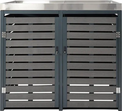 Obrázek produktu pro XL 2/4 kryt na popelnice HWC-K14, box na sázení, 124x146x102cm WPC kov 90kg  antracitová