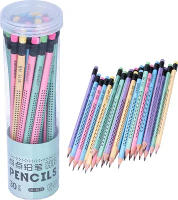 Produktbild von 30 Stück HB-Bleistift, rutschfest, mehrfarbig, mit Radiergummi, für Kinder, Studenten, Schreib- und Zeichenwerkzeuge